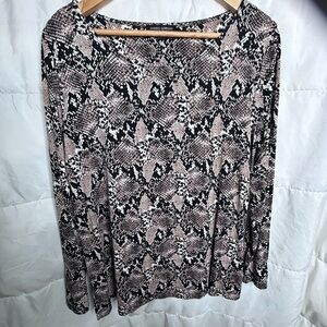 Mario Serrani Black and Tan Long Sleeve Blouse